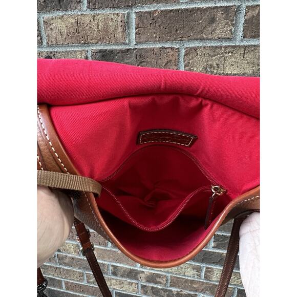 Dooney & Bourke Pebble Grain Crossbody Brown Tan Shoulder Bag | Red Interior - Picture 7 of 12